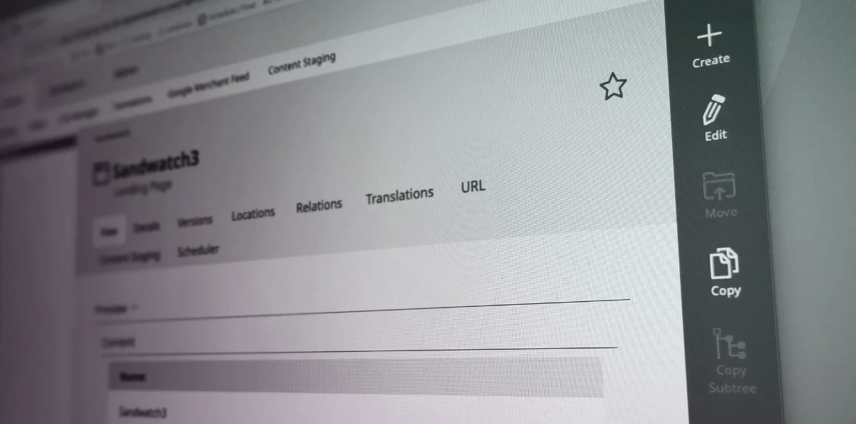 A CMS interface photographed at an angle